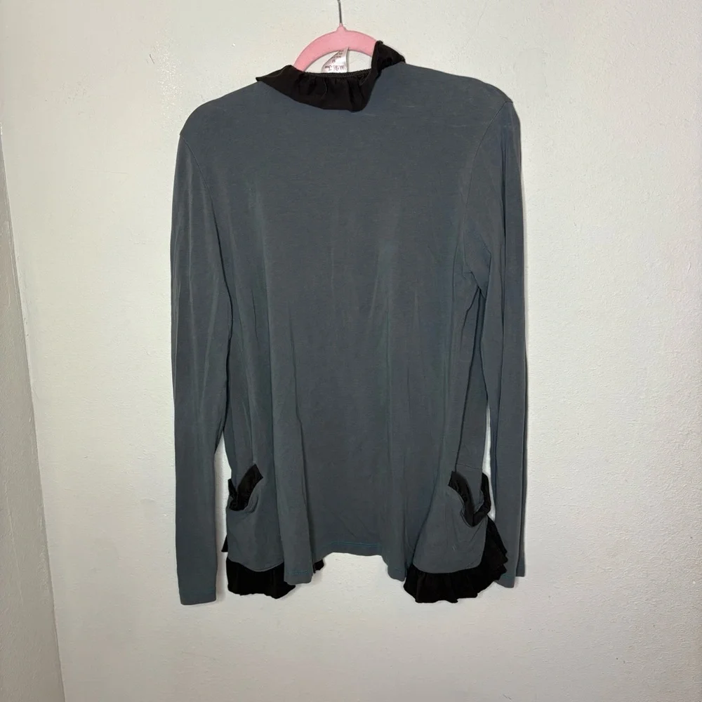 Matilda Jane Women's Gray Ruffle Cardigan Medium - Picture 5 of 5